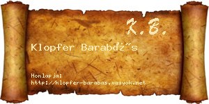 Klopfer Barabás névjegykártya